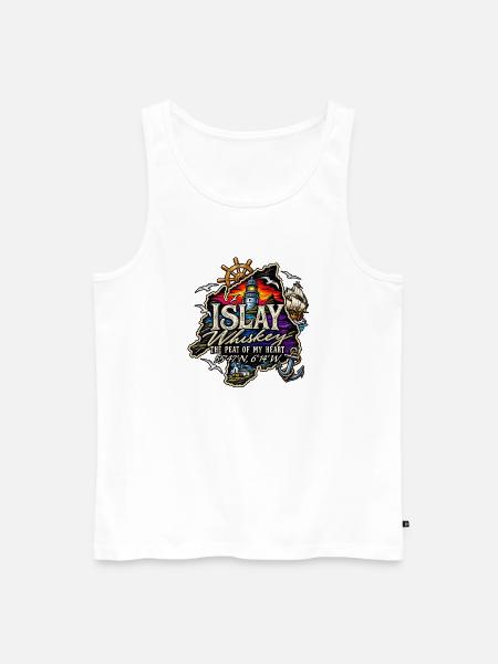 Insel Whiskey – Leuchtturm & Segelschiff - Männer Premium Bio Tank Top - Weiß