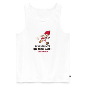 Ich sprinte ins neue Jahr Silvesterlauf 2027 - Männer Premium Bio Tank Top - Weiß - Vorne - Michal (187cm)