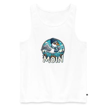 Moin Küsten-Seemöwe mit Schal & Mütze - Männer Premium Bio Tank Top - Weiß - Vorne - Michal (187cm)