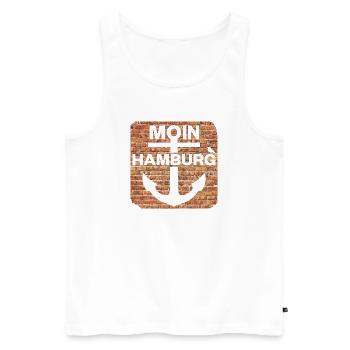 Moin_Hamburg - Männer Premium Bio Tank Top - Weiß - Vorne - Michal (187cm)