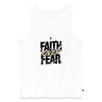 Faith Over Fear – Christliches Minimalist Design - Männer Premium Bio Tank Top - Weiß - Vorne - Michal (187cm)