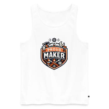 Stolzer Maker Abzeichen – Basteln & DIY - Männer Premium Bio Tank Top - Weiß - Vorne - Michal (187cm)
