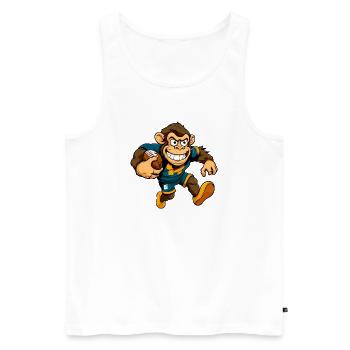Affe Rugbyspieler - Männer Premium Bio Tank Top - Weiß - Vorne - Michal (187cm)