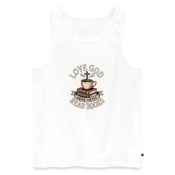 Liebe Gott, trink Kaffee, lies Bücher christlich - Männer Premium Bio Tank Top - Weiß - Vorne - Michal (187cm)