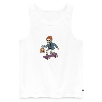 Skelett auf einem Skateboard – Halloween - Männer Premium Bio Tank Top - Weiß - Vorne - Michal (187cm)