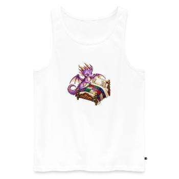 Lila Drache auf Quiltbett - Männer Premium Bio Tank Top - Weiß - Vorne - Michal (187cm)