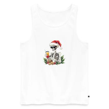 Skelett mit Santa Hut Cocktail - Männer Premium Bio Tank Top - Weiß - Vorne - Michal (187cm)