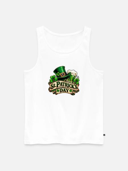 St Patrick's Day – Kleeblatt & Bier - Männer Premium Bio Tank Top - Weiß