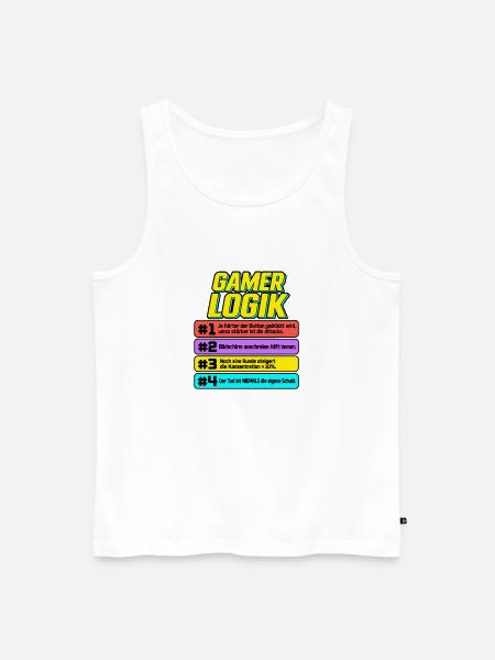 Gamerlogik Sprüche Banner - Männer Premium Bio Tank Top - Weiß
