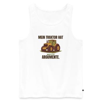 Mein Traktor hat mehr PS als du Argumente – Trakto - Männer Premium Bio Tank Top - Weiß - Vorne - Michal (187cm)