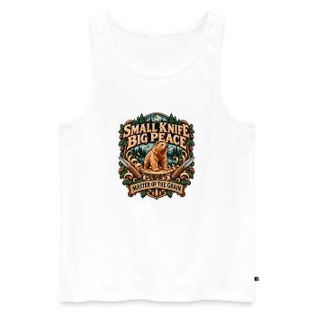 Small Knife Big Peace Master Of The Grain Bear - Männer Premium Bio Tank Top - Weiß - Vorne - Michal (187cm)