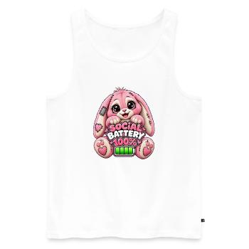 Social Battery Hoppelbunny 100% - Männer Premium Bio Tank Top - Weiß - Vorne - Michal (187cm)