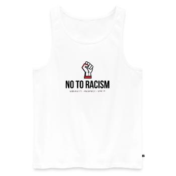 Nein zu Rassismus! *Gehetzte Faust* - Männer Premium Bio Tank Top - Weiß - Vorne - Michal (187cm)