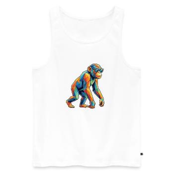 Poly Stil Affe - Männer Premium Bio Tank Top - Weiß - Vorne - Michal (187cm)