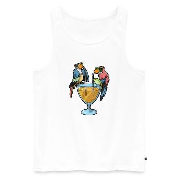Papageien Cocktail Humor - Männer Premium Bio Tank Top - Weiß - Vorne - Michal (187cm)