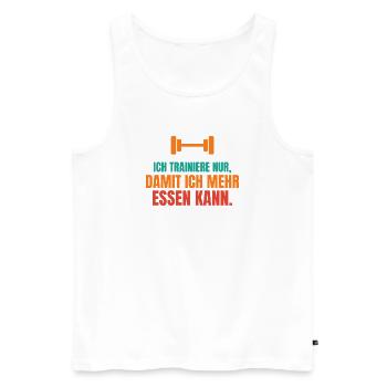 Ich trainiere nur, damit ich mehr essen kann - Männer Premium Bio Tank Top - Weiß - Vorne - Michal (187cm)