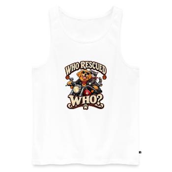 Wer hat wen auf dem Motorrad gerettet - Männer Premium Bio Tank Top - Weiß - Vorne - Michal (187cm)
