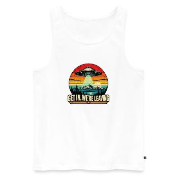 UFO Sunset Retro Tee - Männer Premium Bio Tank Top - Weiß - Vorne - Michal (187cm)