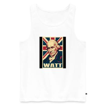 James Watt UK Pop Art - Männer Premium Bio Tank Top - Weiß - Vorne - Michal (187cm)