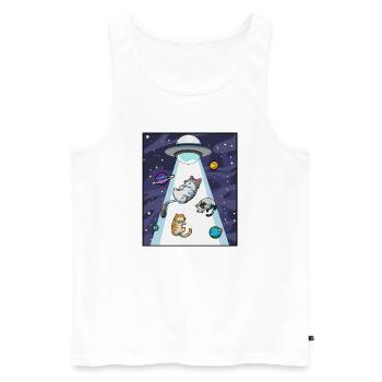 Katze UFO Entführung - Männer Premium Bio Tank Top - Weiß - Vorne - Michal (187cm)