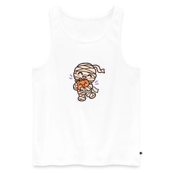 Süße Halloween Mumie mit kleinem Kürbis - Männer Premium Bio Tank Top - Weiß - Vorne - Michal (187cm)