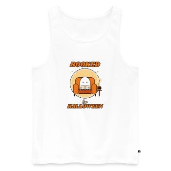Gebucht für Halloween Reading Ghost - Männer Premium Bio Tank Top - Weiß - Vorne - Michal (187cm)