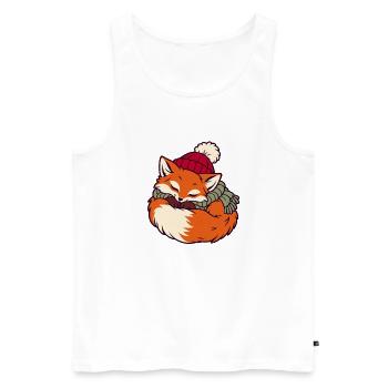 Schlafender Fuchs im Schal - Männer Premium Bio Tank Top - Weiß - Vorne - Michal (187cm)