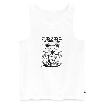 Maneki Neko Witzike Sake Katze - Männer Premium Bio Tank Top - Weiß - Vorne - Michal (187cm)