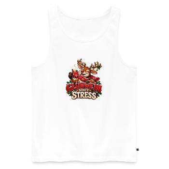 Glühwein statt Stress – Lustiges Weihnachtsrentier - Männer Premium Bio Tank Top - Weiß - Vorne - Michal (187cm)