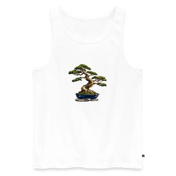 Windgepeitschter Bonsai in einem Indigo-Topf - Männer Premium Bio Tank Top - Weiß - Vorne - Michal (187cm)