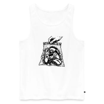 Suchtspiele – Gamer-Konsolen-Controller-Tasche - Männer Premium Bio Tank Top - Weiß - Vorne - Michal (187cm)