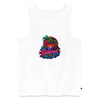 Neon Insel Sunset Relax - Männer Premium Bio Tank Top - Weiß - Vorne - Michal (187cm)