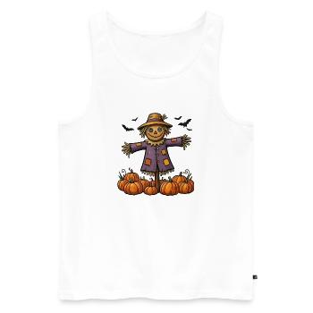 Vogelscheuche auf Kürbissen - Männer Premium Bio Tank Top - Weiß - Vorne - Michal (187cm)