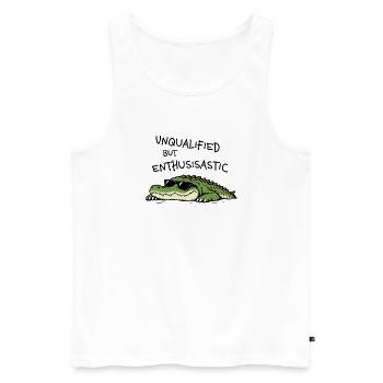 Unqualified but Enthusiastic – Lustiges Krokodil - Männer Premium Bio Tank Top - Weiß - Vorne - Michal (187cm)