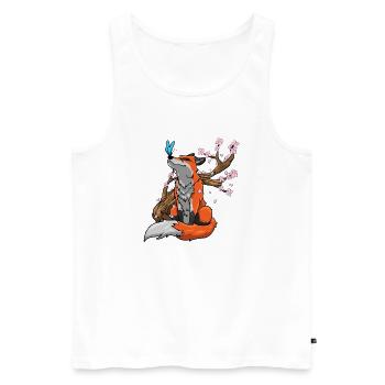Fuchs Kirschblüten - Männer Premium Bio Tank Top - Weiß - Vorne - Michal (187cm)