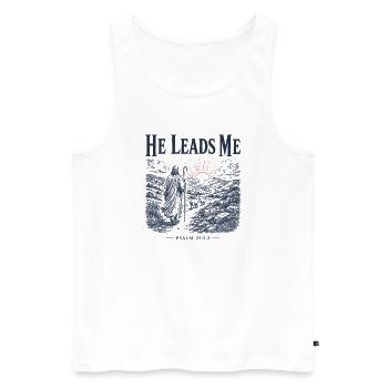 Psalm 23 Hirten-christliches Design - Männer Premium Bio Tank Top - Weiß - Vorne - Michal (187cm)