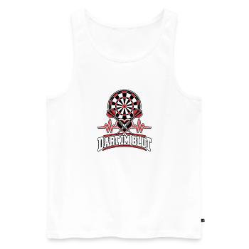 Dart im Blut: Herz Pfeile - Männer Premium Bio Tank Top - Weiß - Vorne - Michal (187cm)
