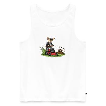 Hase auf Rasenmäher – witziges Waldduo - Männer Premium Bio Tank Top - Weiß - Vorne - Michal (187cm)
