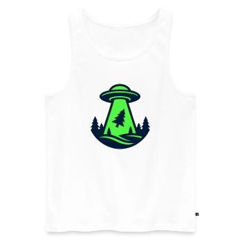 Ufo Wald Entfuehrung Grafik - Männer Premium Bio Tank Top - Weiß - Vorne - Michal (187cm)