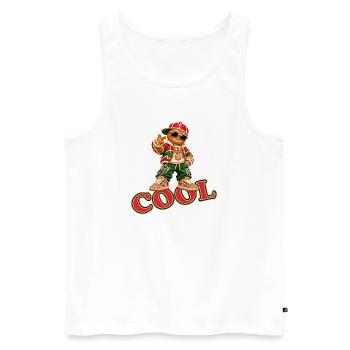 Cooles Lebkuchenmännchen mit COOL-Schriftzug - Männer Premium Bio Tank Top - Weiß - Vorne - Michal (187cm)