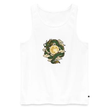 Drache Vollmond Wolken Asien Mythologie Shirt - Männer Premium Bio Tank Top - Weiß - Vorne - Michal (187cm)