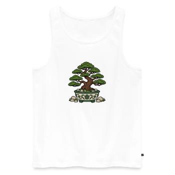 Bonsai Baum Schale Steine Zen Natur Vektor Shirt - Männer Premium Bio Tank Top - Weiß - Vorne - Michal (187cm)