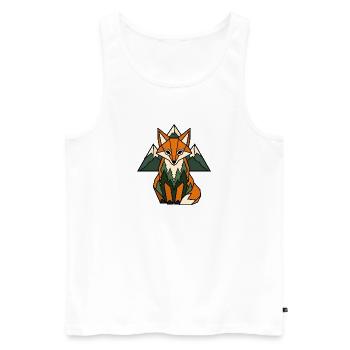 Fuchs Berge Tannen Geometrisch Natur Vektor Shirt - Männer Premium Bio Tank Top - Weiß - Vorne - Michal (187cm)