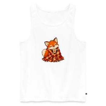 Fuchs mit Herbstschal und Kaffee - Männer Premium Bio Tank Top - Weiß - Vorne - Michal (187cm)