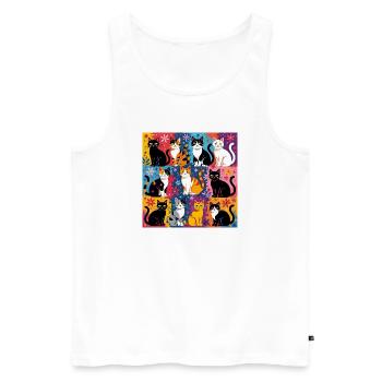 Katzenkunst "Bunt und Floral" - Männer Premium Bio Tank Top - Weiß - Vorne - Michal (187cm)