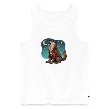 Werwolf im karierten Hemd - Männer Premium Bio Tank Top - Weiß - Vorne - Michal (187cm)