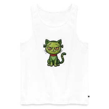 Grüne Zombie-Katze - Männer Premium Bio Tank Top - Weiß - Vorne - Michal (187cm)
