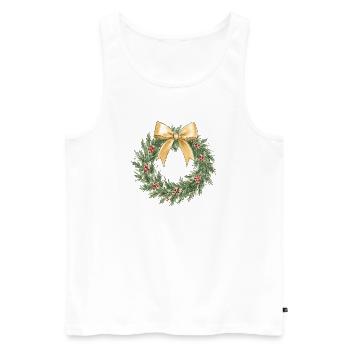 Eleganter goldener Weihnachtskranz mit Schleife - Männer Premium Bio Tank Top - Weiß - Vorne - Michal (187cm)