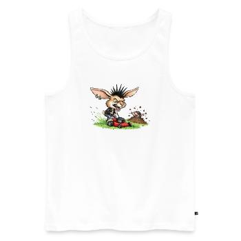 Punk Hase mit Rasenmäher gegen Maulwurf - Männer Premium Bio Tank Top - Weiß - Vorne - Michal (187cm)