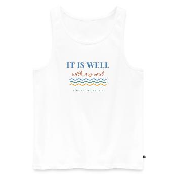 It Is Well With My Soul – Christian Hymn - Männer Premium Bio Tank Top - Weiß - Vorne - Michal (187cm)